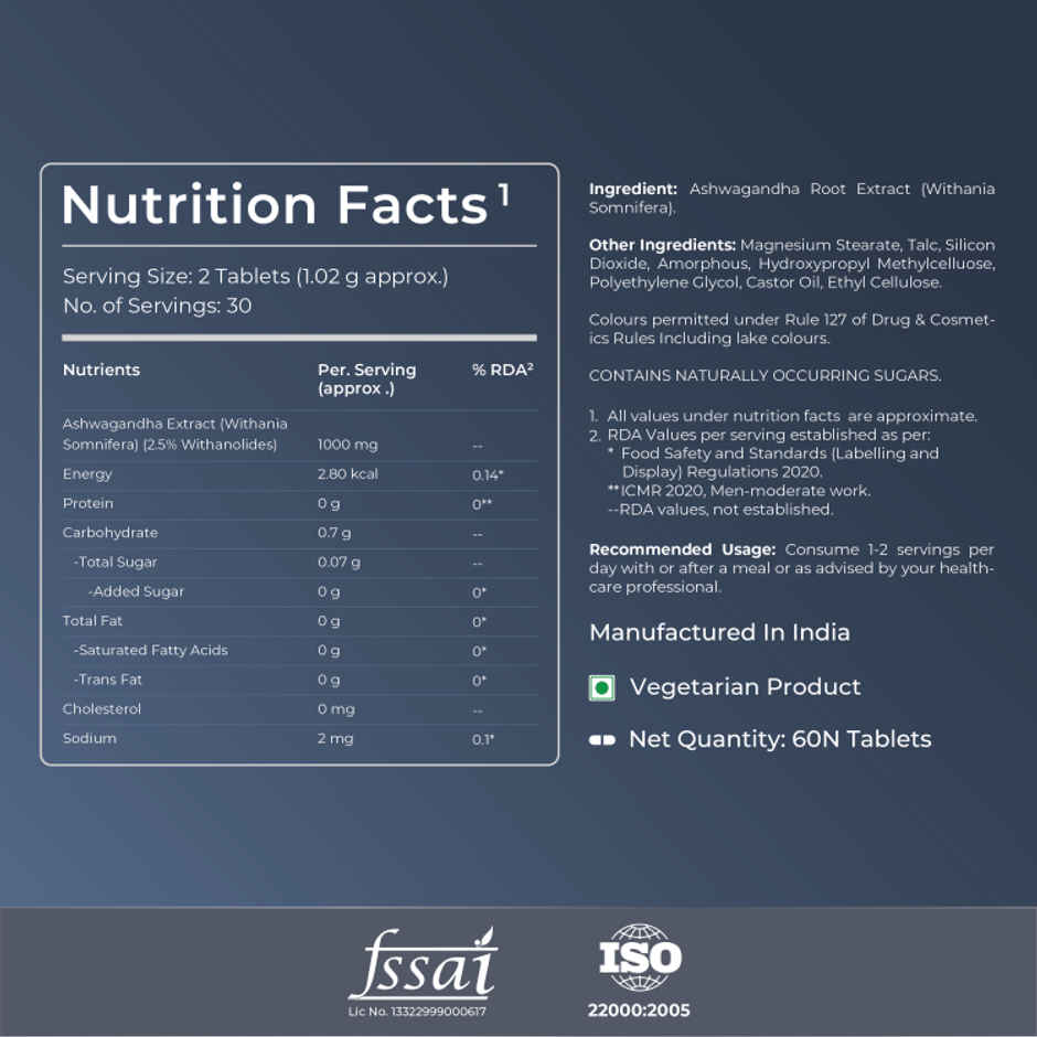 Nutrabay Wellness Ashwagandha Extract 1000Mg 60 Tablets