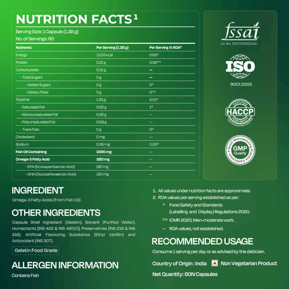 Nutrabay Wellness Omega 3 Fish Oil 1000Mg 60Capsules