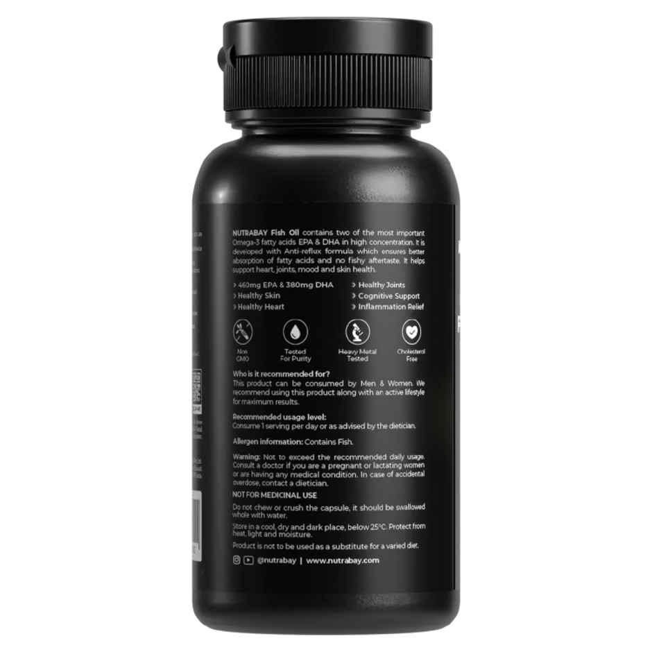 Nutrabay Pro Omega 3 Fish Oil Triple Strength 1000Mg 60Capsules - Buy ...
