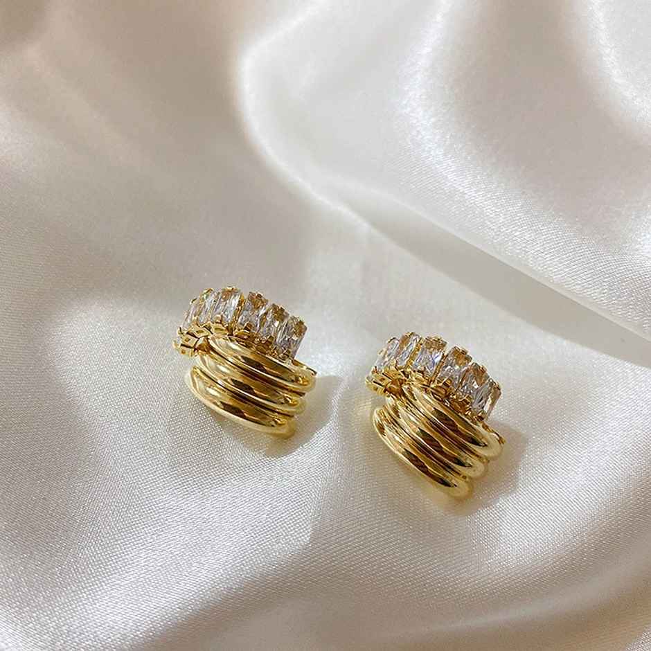 Just Lil Things Gold and Crystal Stacked Hoop Earrings | jlt11683