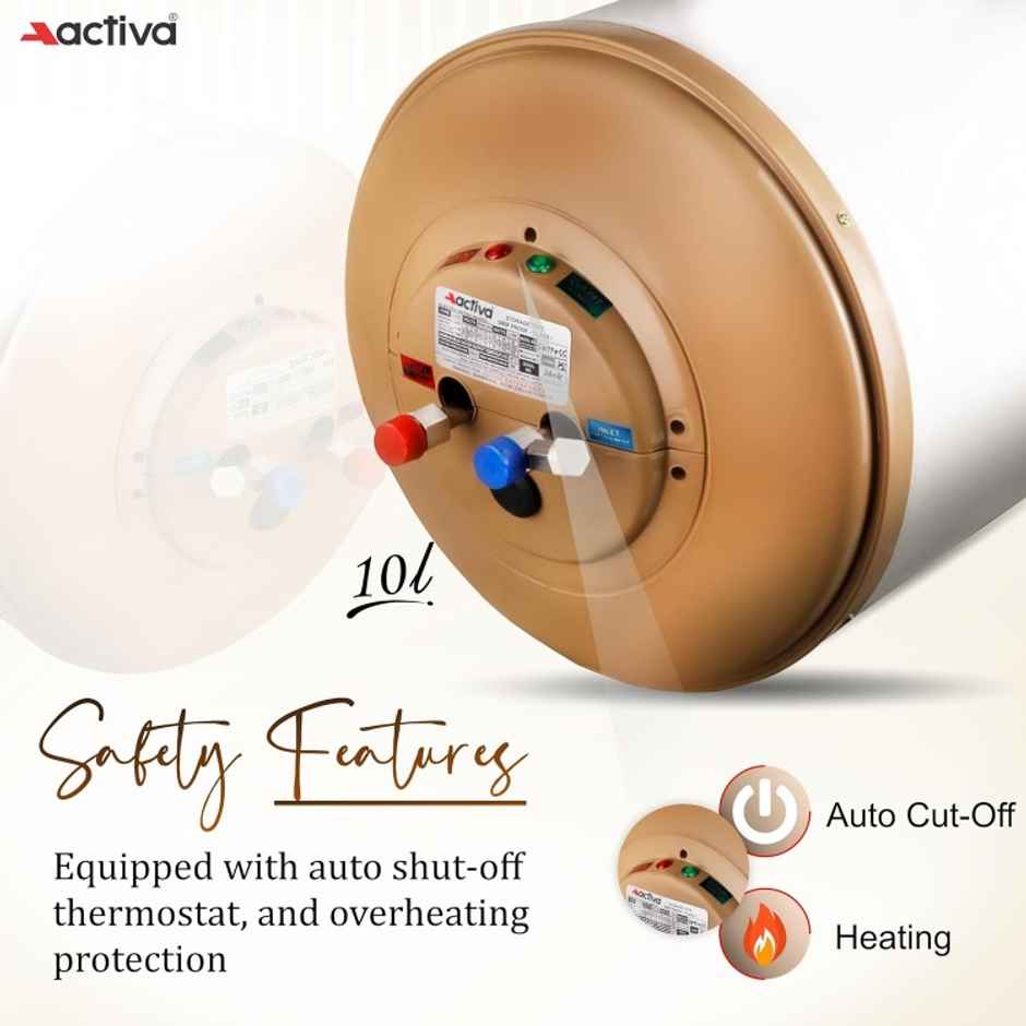Activa Amazon 10 L Instant 3 Kva (0.8Mm)Anti Rust Coated Tank Geyser - Ivory