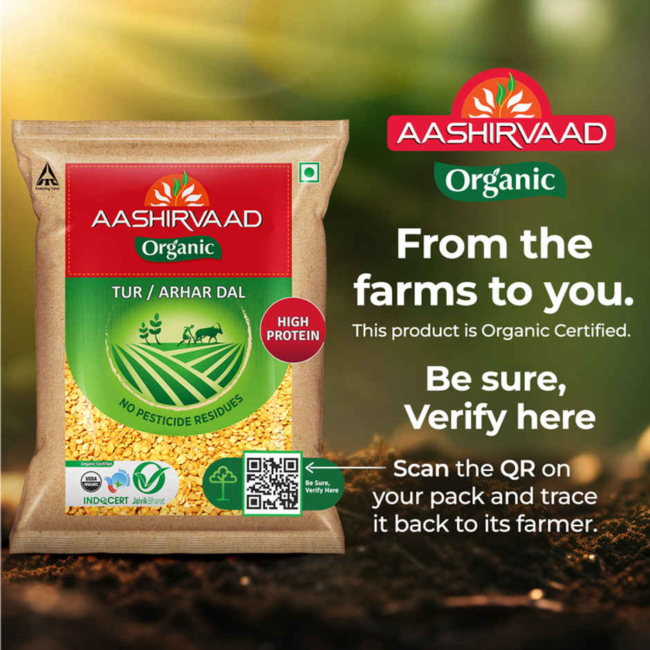 Aashirvaad Organic Arhar/Tur Dal | 100% Organic Arhar/Tur Dal Rich in Protein