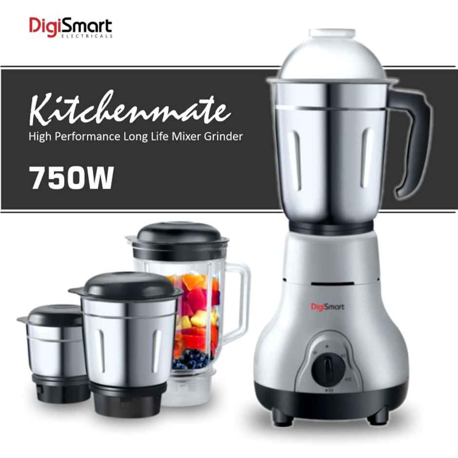 Digismart Kitchen Mate 750 Watt Mixer Grinder With 4 Jars Comes - Grey & Black