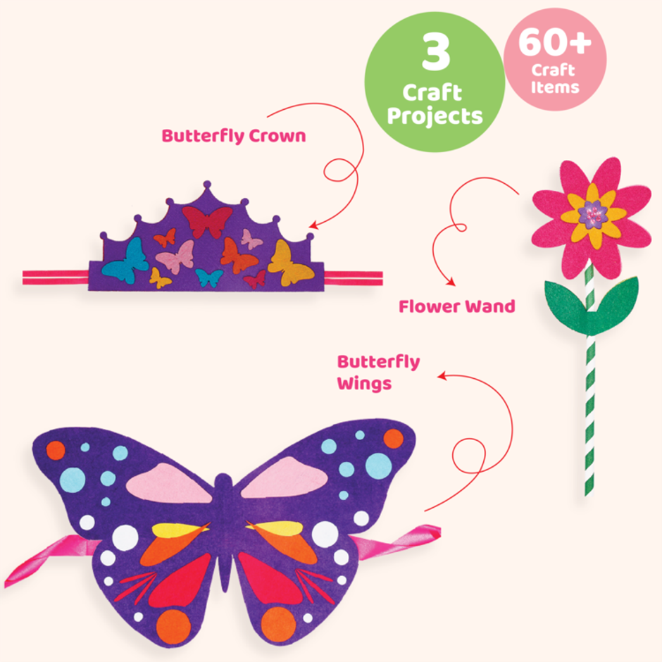 Jackinthebox Butterflies 3-in-1 Art & Craft Kit