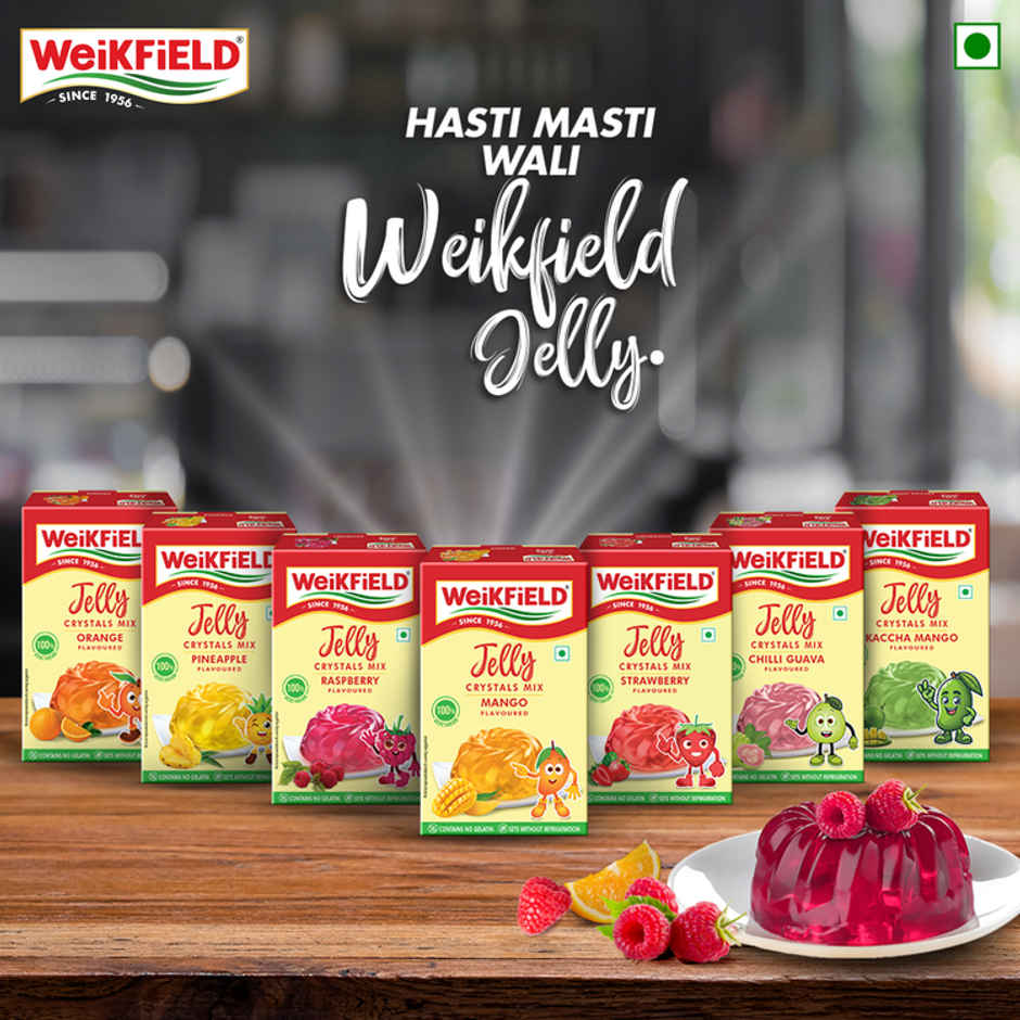 Weikfield Jelly Crystals Strawberry Flavour Carton(90gms), Weikfield Jelly Crystals Raspberry Flavour Carton(90gms) & Weikfield Jelly Crystals Mango Flavour Carton(90gms) Weikfield Jelly Crystals Delicious Orange Flavor Carton(90gms) Combo