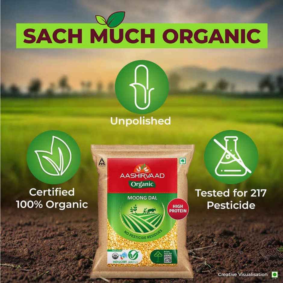 Aashirvaad Organic Moong Dal | Split | Dhuli | Rich In Protein