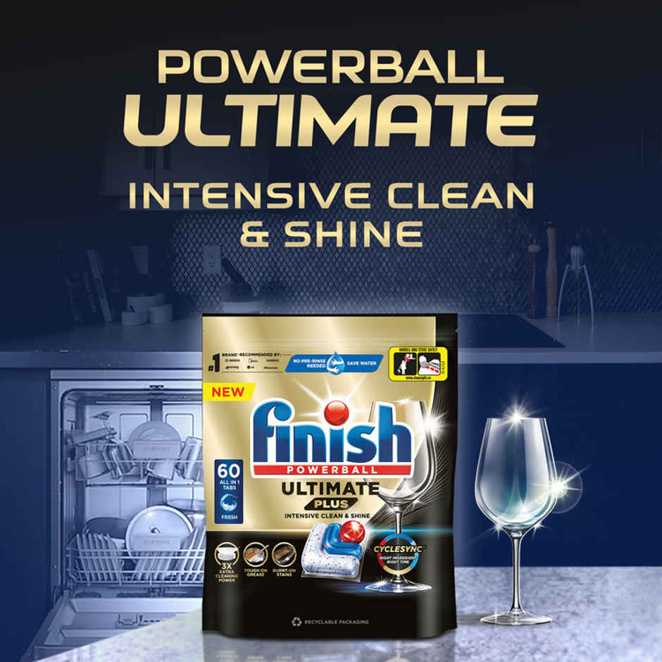Finish Powerball Ultimate Plus Dishwasher Tablets | Best ever Clean & Shine