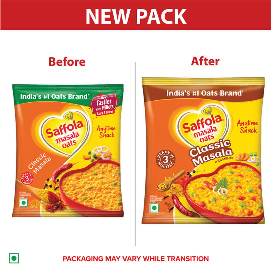Saffola Masala Oats |Classic Masala | Anytime Snack | Ready in 3 mins | Millets Goodness Combo