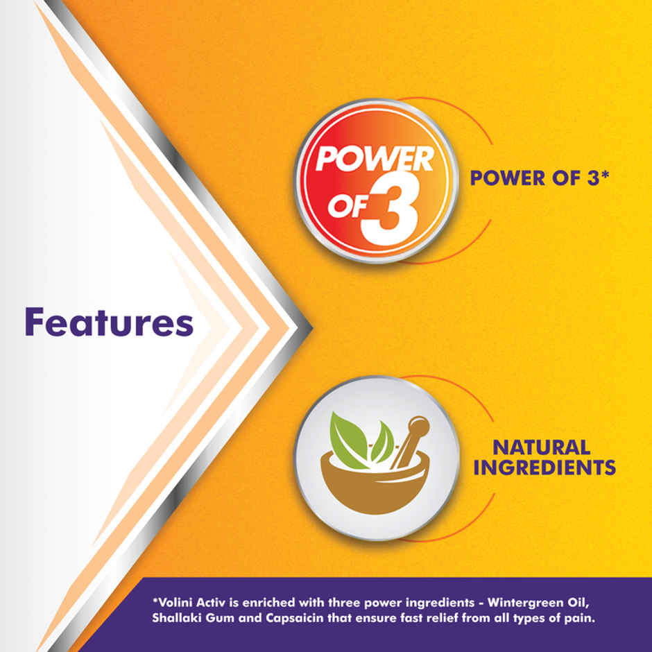 Volini Activ Pain Relief Gel for Sprain, Muscle, Joint, Neck & Low Back Pain