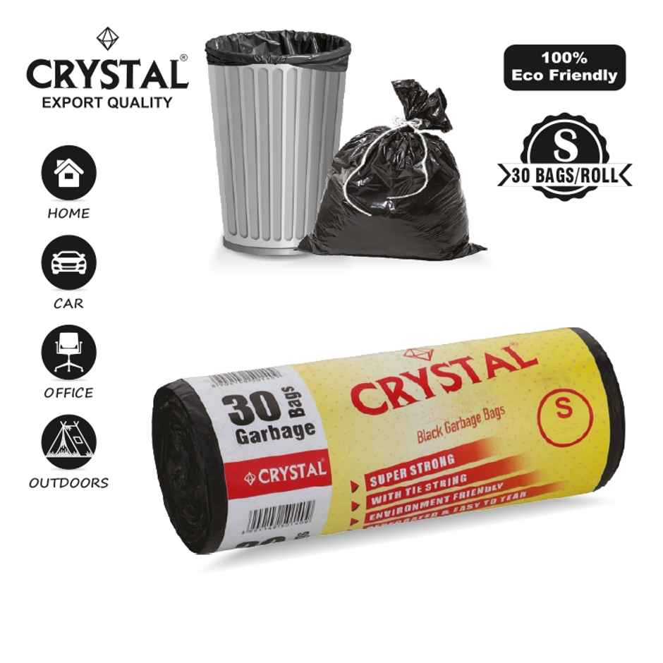 Crystal Small Black Garbage Bag Roll 17X19 Combo of 2