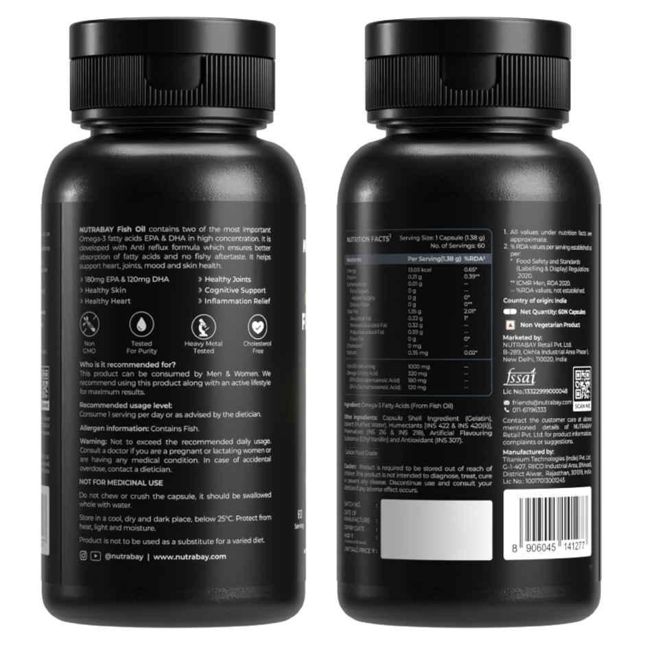 Nutrabay Wellness Omega 3 Fish Oil 1000Mg 60Capsules