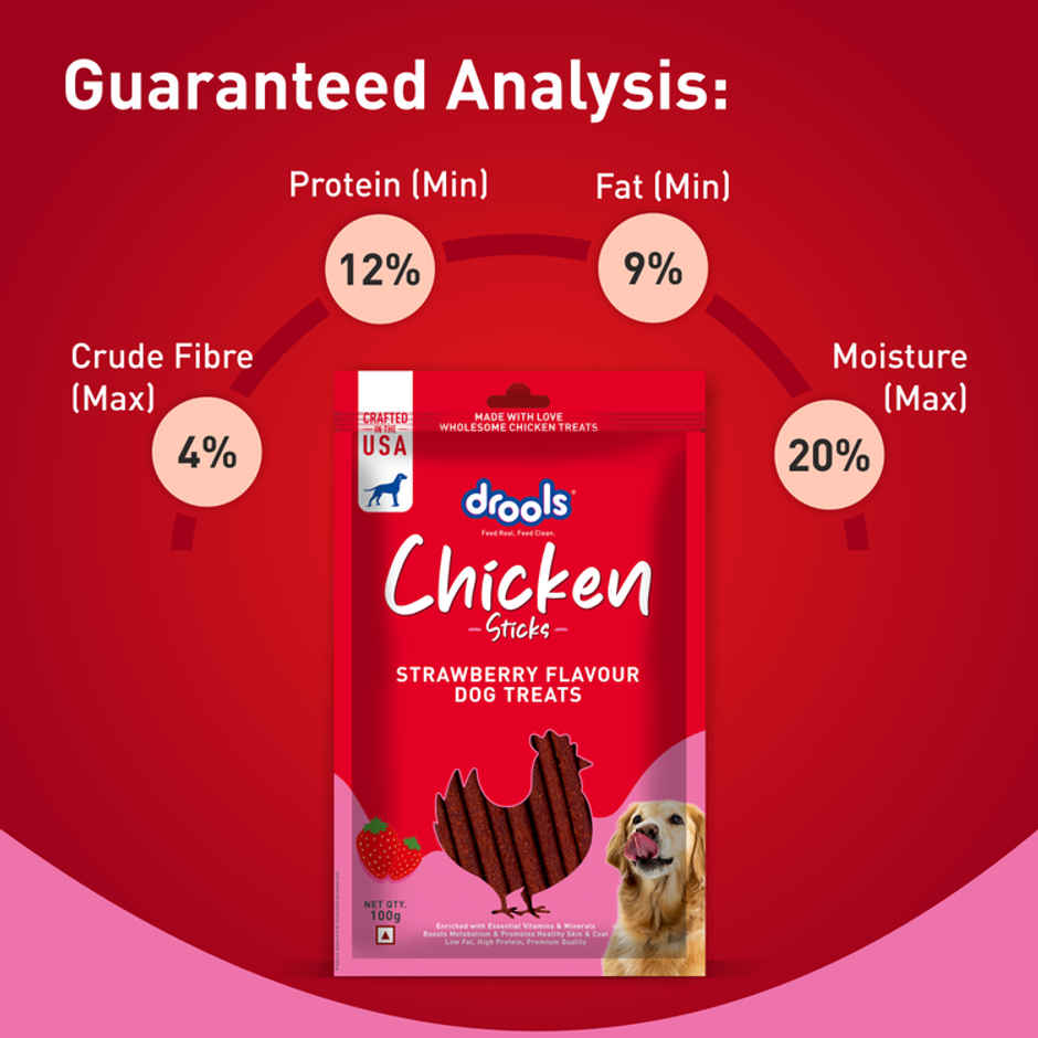 Drools Chicken Strawberry Flavor Dog Treats Sticks