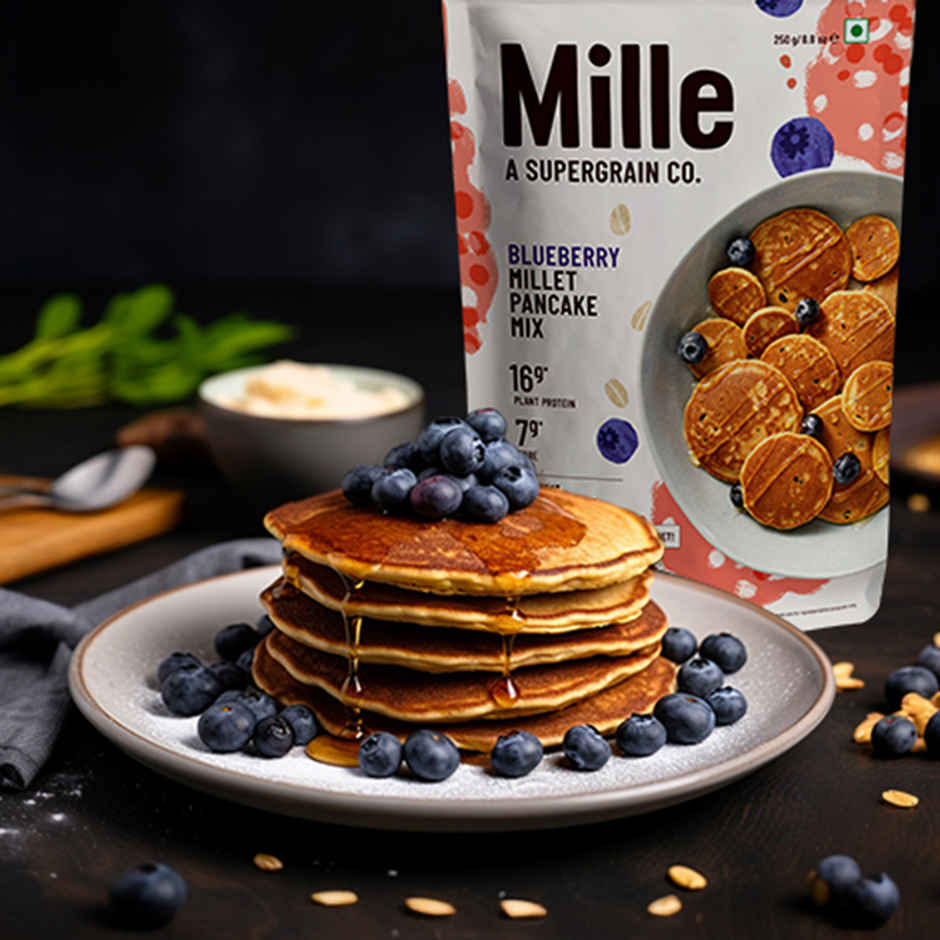Mille Blueberry Pancake mix | Real blueberries | No atta | No maida | Raw natural sugar