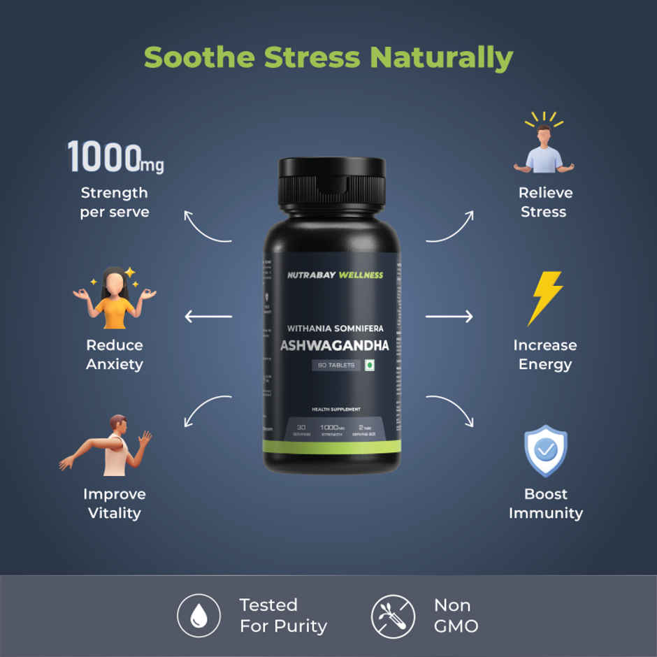 Nutrabay Wellness Ashwagandha Extract 1000Mg 60 Tablets
