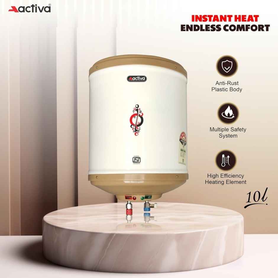 Activa Amazon 10 L Instant 3 Kva (0.8Mm)Anti Rust Coated Tank Geyser - Ivory