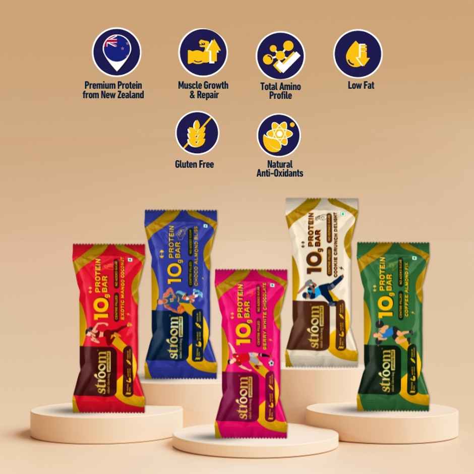 Stroom Center-Filled Protein Bars - Premium Protein And No Added Sugar | Assorted | Pack Of 5