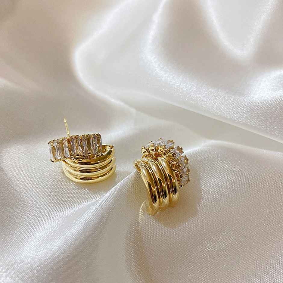 Just Lil Things Gold and Crystal Stacked Hoop Earrings | jlt11683
