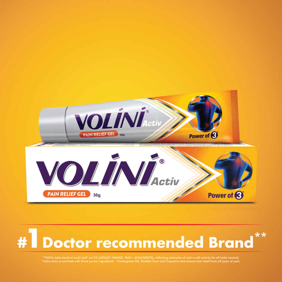Volini Activ Pain Relief Gel for Sprain, Muscle, Joint, Neck & Low Back Pain