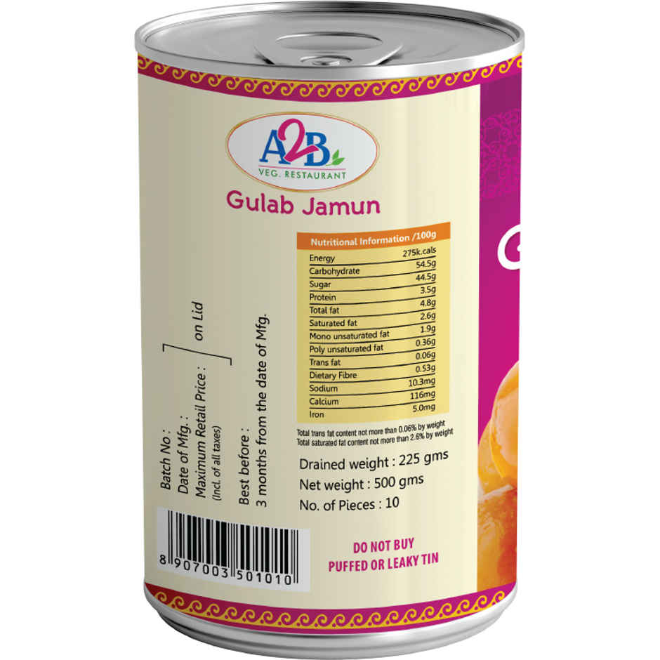 A2B Gulab Jamun Tin | Authentic Indian Sweet