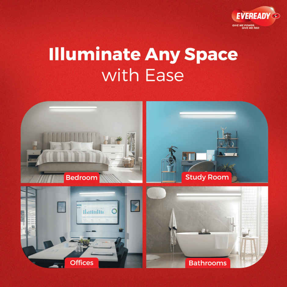 Eveready Ultraslim 10W LED Batten, Cool Day Light | 6500K, Stylish, Durable Lighting Solution
