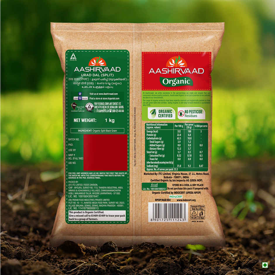 Aashirvaad Organic Urad Dal (Split) | 100% Organic | Rich in Protein