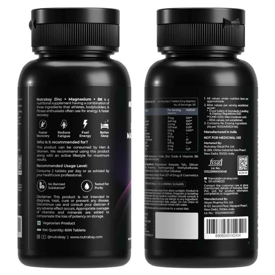 Nutrabay Pro Zinc Magnesium B6 60Tablets