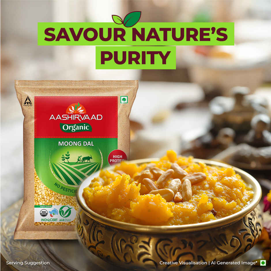 Aashirvaad Organic Moong Dal | Split | Dhuli | Rich in Protein