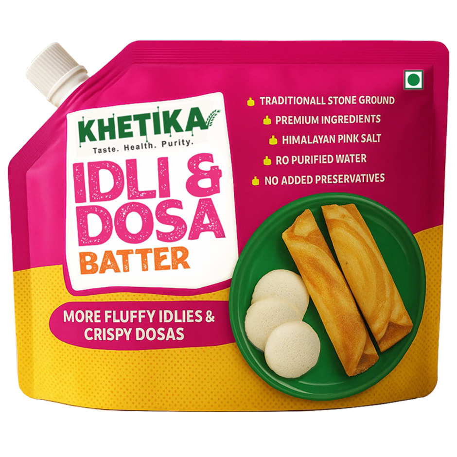 Khetika Fresh Idli Dosa Batter (1kg) & Khetika Peanut Chutney (120g) Combo
