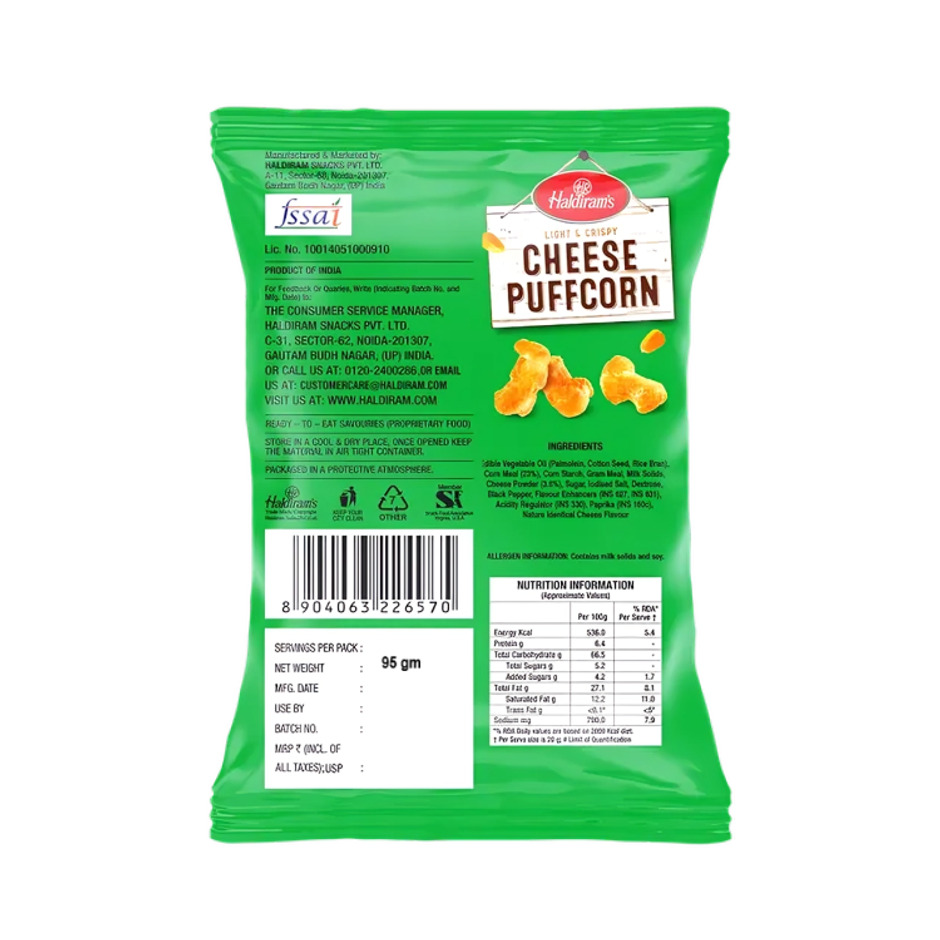 Haldiram's Cheese Puffcorn | Light Airy Snack
