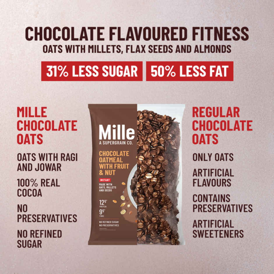 Mille Instant Chocolate Oats with millets | almonds and flax seeds