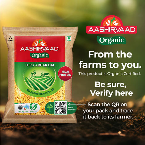 Aashirvaad Organic Arhar/Tur Dal | 100% Organic Arhar/Tur Dal Rich in Protein