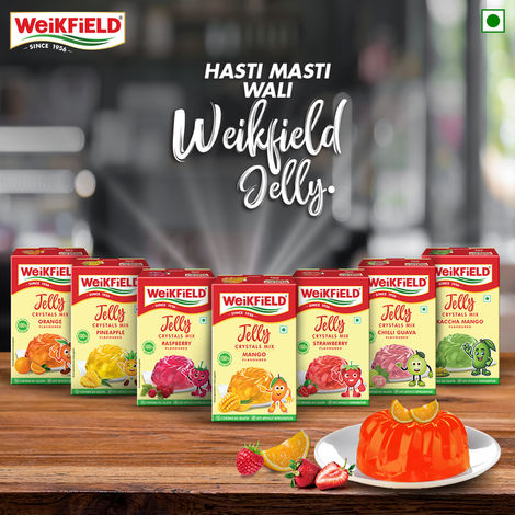 Weikfield Jelly Crystals Strawberry Flavour Carton(90gms), Weikfield Jelly Crystals Raspberry Flavour Carton(90gms) & Weikfield Jelly Crystals Mango Flavour Carton(90gms) Weikfield Jelly Crystals Delicious Orange Flavor Carton(90gms) Combo
