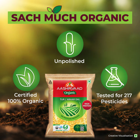 Aashirvaad Organic Arhar/Tur Dal | 100% Organic Arhar/Tur Dal Rich in Protein