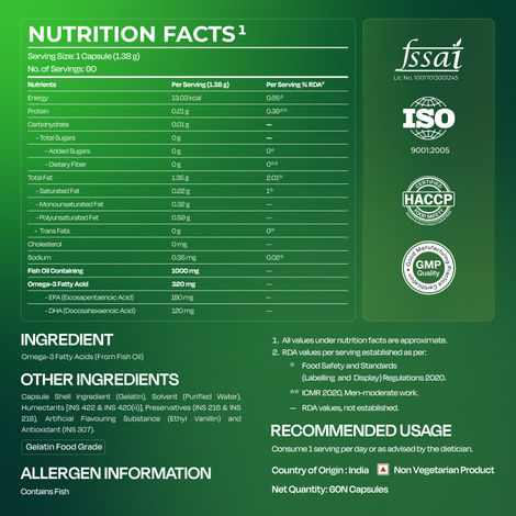 Nutrabay Wellness Omega 3 Fish Oil 1000Mg 60Capsules