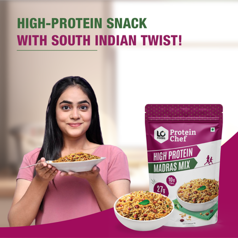 Protein Chef Madras High Protein Mixture Namkeen (Healthy Snacks - No Transfat, No Preservatives)