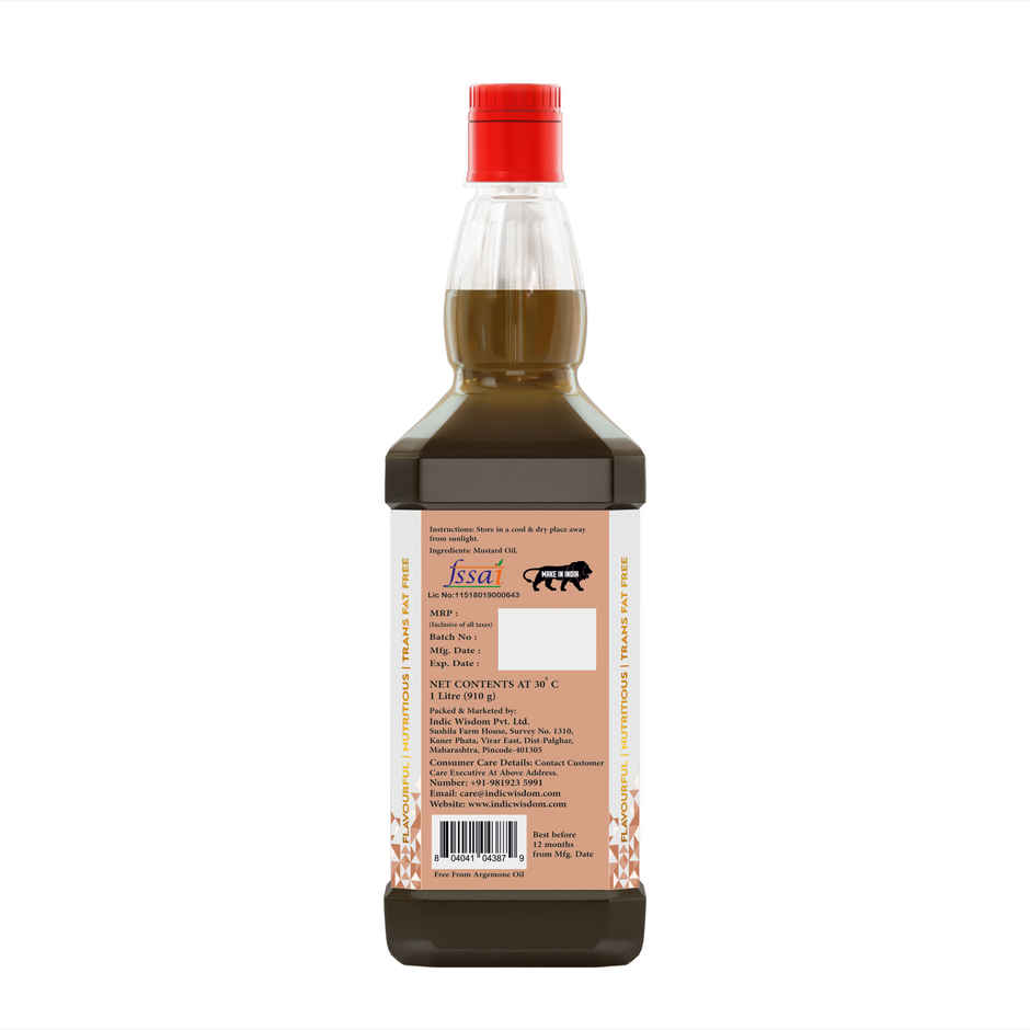 INDIC WISDOM Cold Pressed Mustard Oil | Pure & Unrefined Sarson Oil