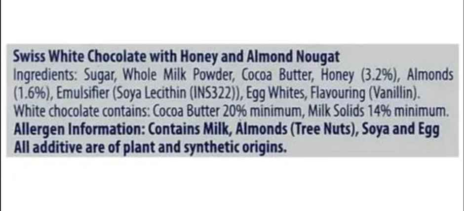 Toblerone White Chocolate with Honey & Almond Nougat Pouch