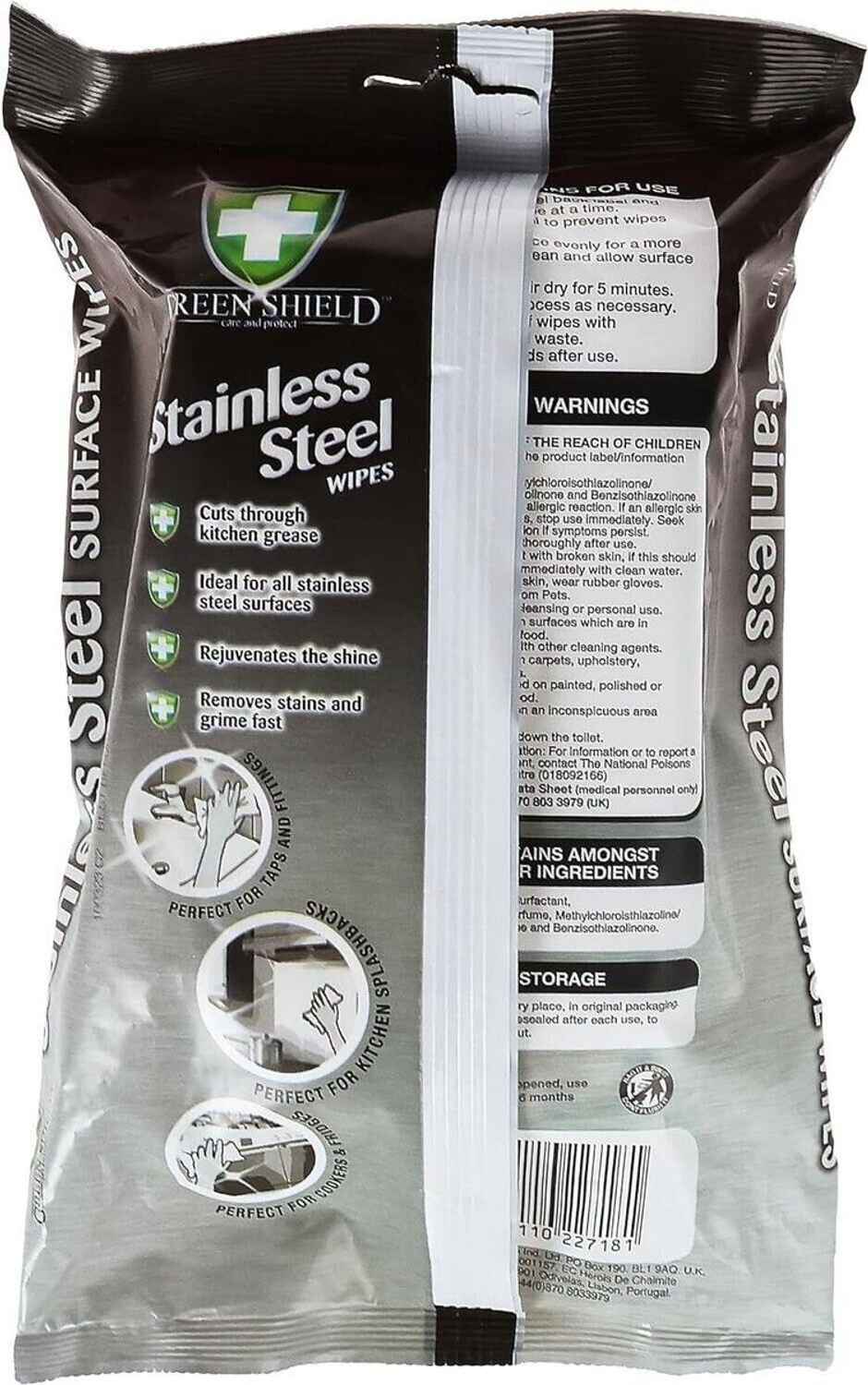 Greenshield Anti Bacterial Stainless Steel Wipes
