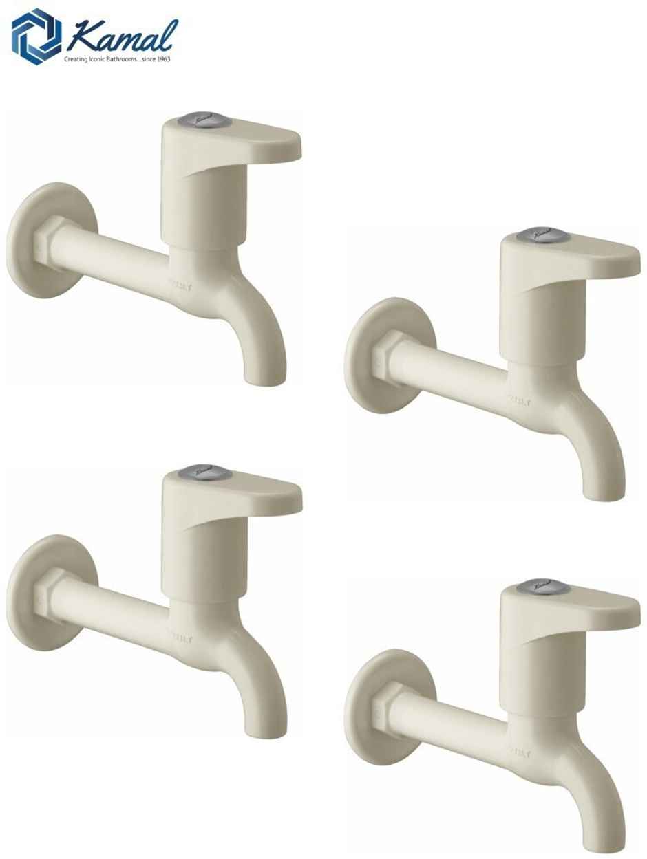 Kamal Long Body Bib Tap Verona - Set Of 4 | Ptmt Plastic Faucet Cold Water Only Bib Tap Faucet