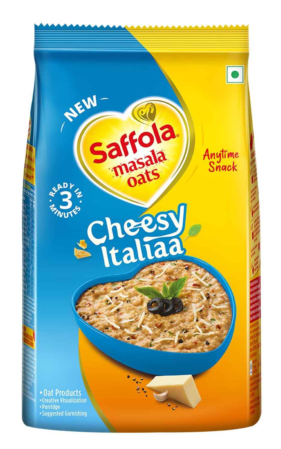 Saffola Masala Oats Cheesy Italian, Healthy & Tasty, Anytime Snack