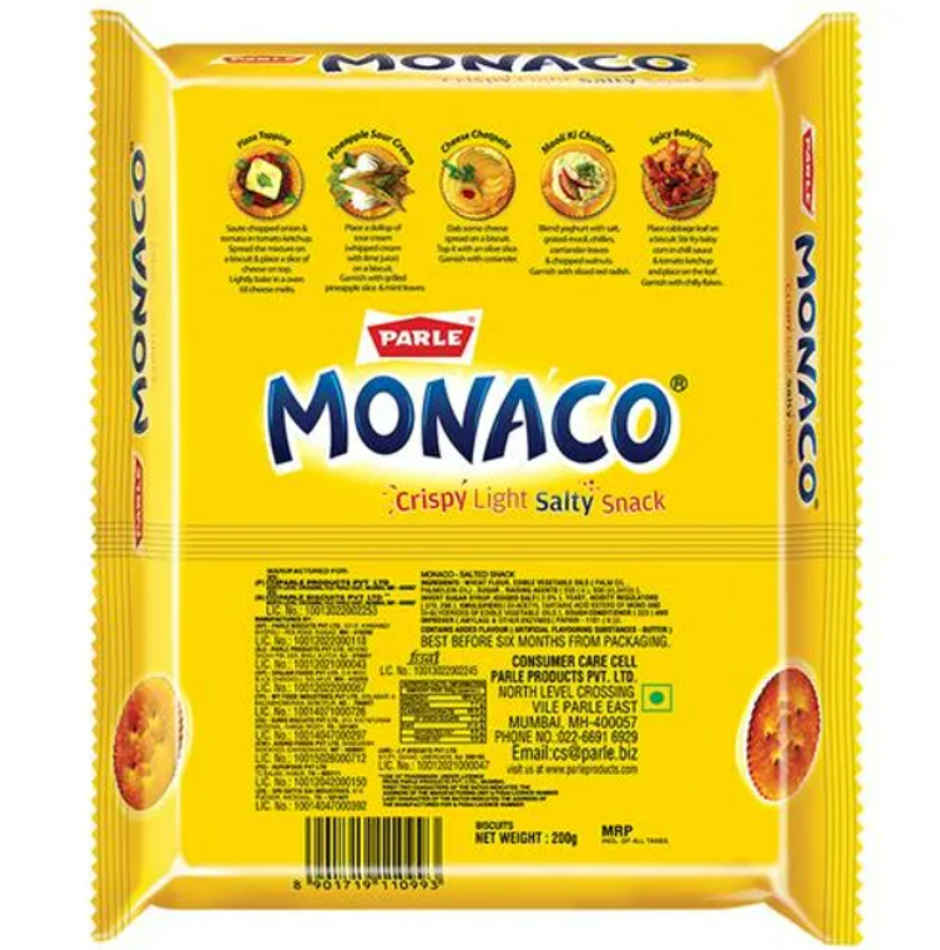 Parle Monaco Classic Salted Plain Crackers | Trans Fat-free Combo