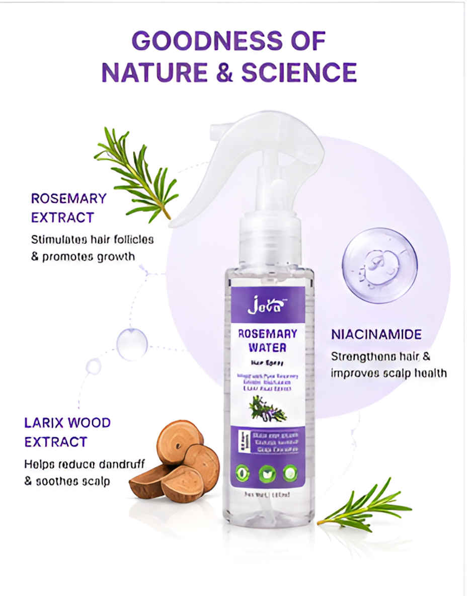 Jeva Rosemary Water Spray for Hair Growth | Frizz Control & Damage Protection