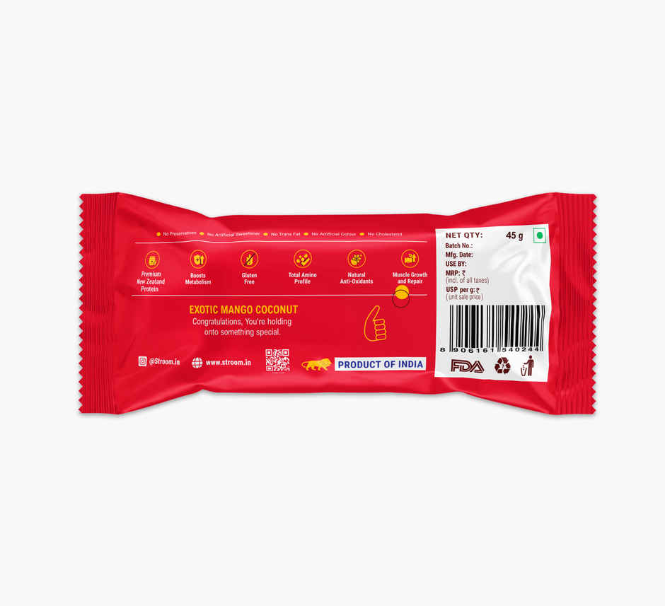 Stroom Exotic Mango Coconut Protein Bars