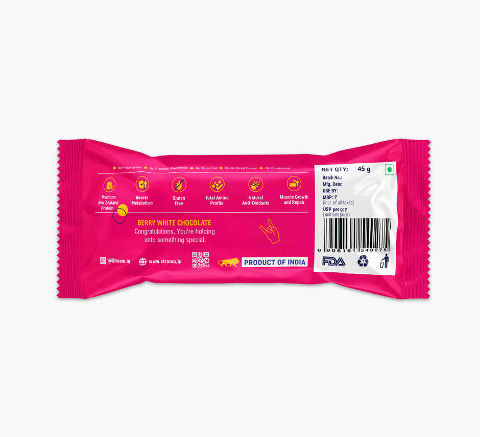 Stroom Berry White Chocolate 10G Protein Bar Combo