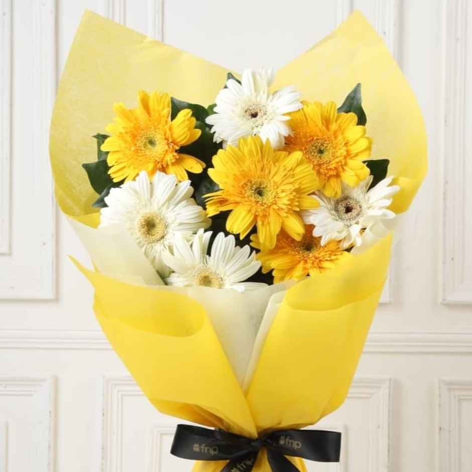 FNP White and Yellow Gerbera Bouquet