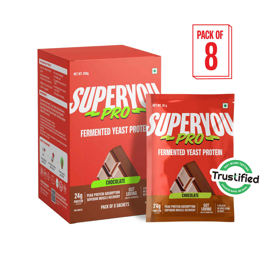 SuperYou Pro Fermented Yeast Protein- Chocolate | 24g Protein Per Sachet