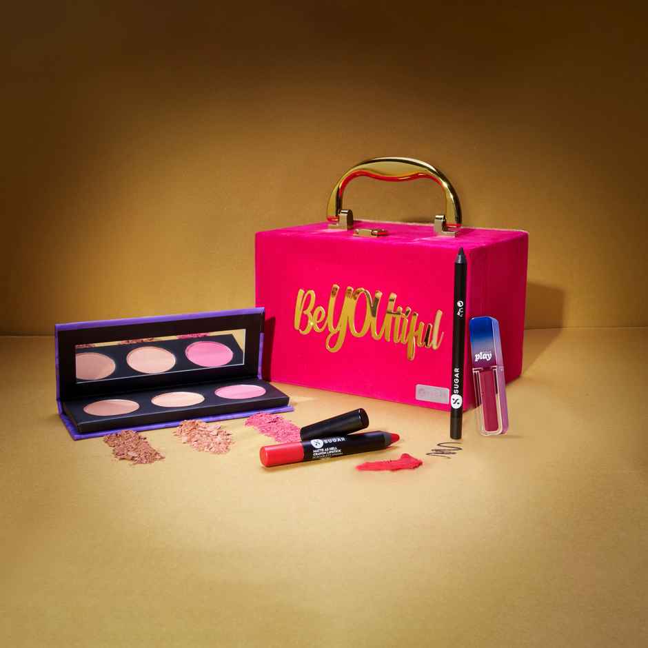 SUGAR Cosmetics BeYOUtiful Makeup Trousseau Box - Pink | Complete Makeup Essentials Kit