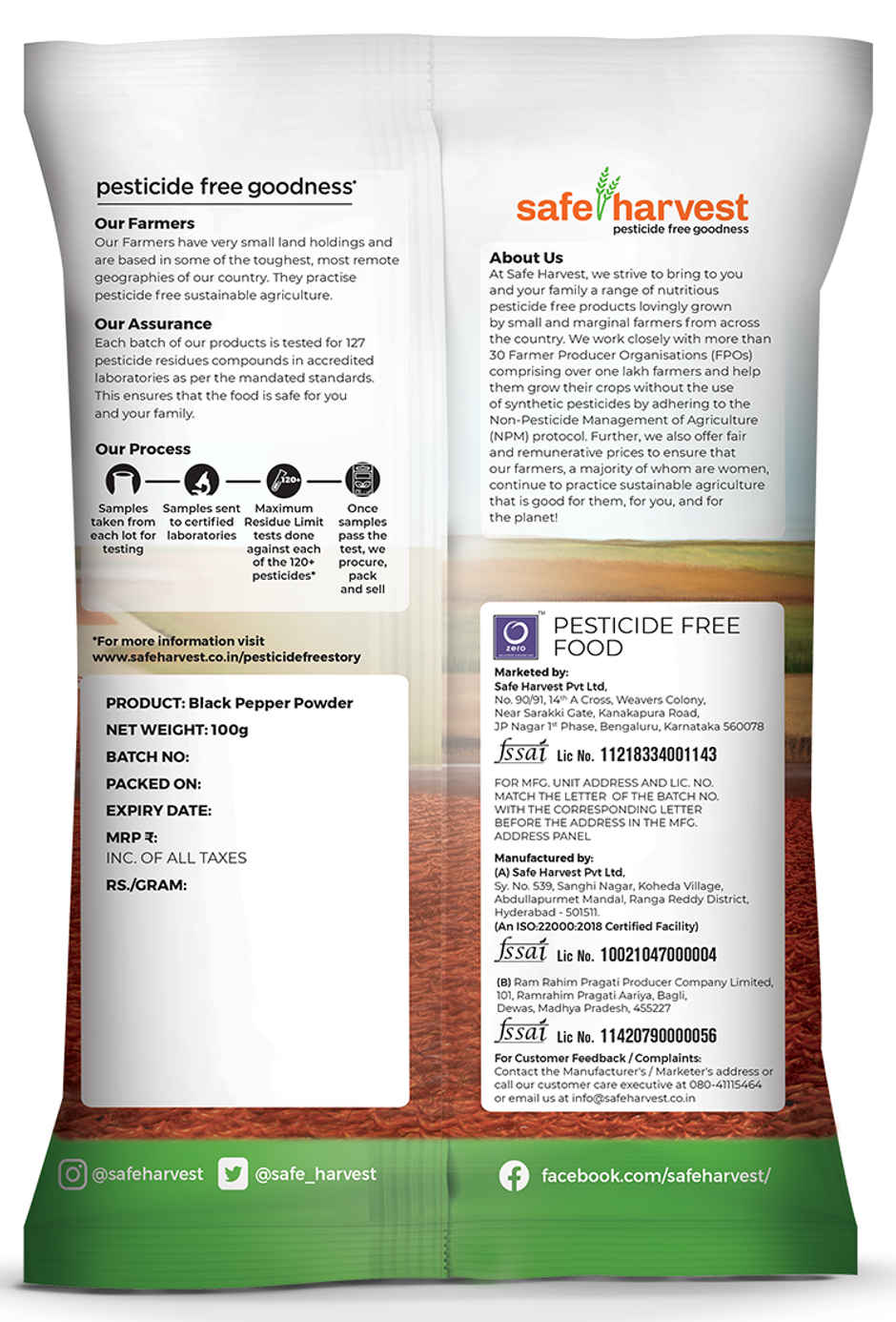 Safe Harvest Black Pepper Powder 