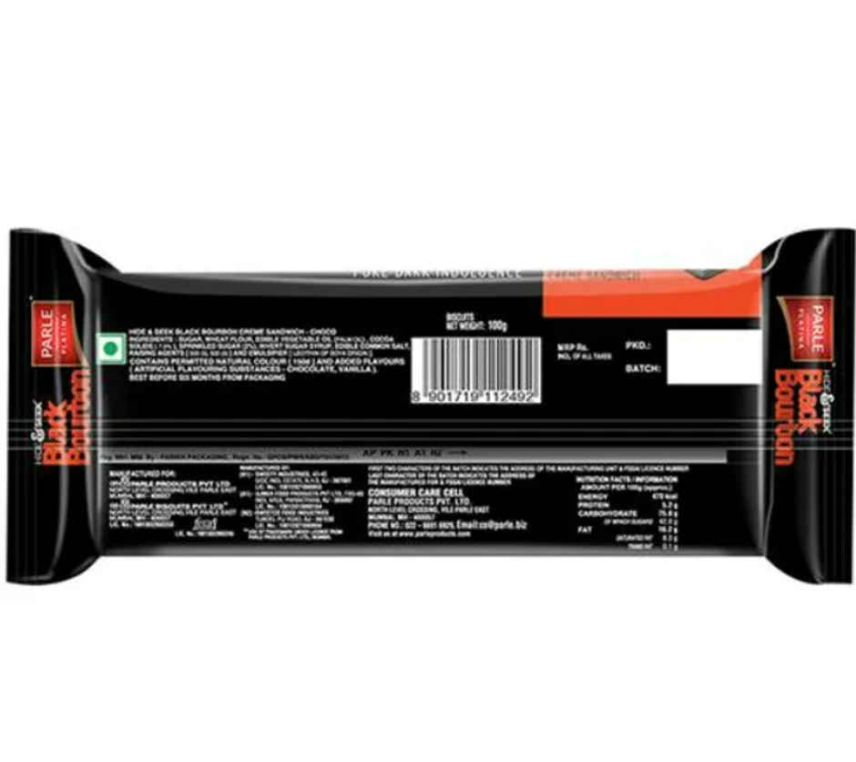 Parle Hide & Seek Black Bourbon Chocolate Cream Biscuits | Trans Fat-free Combo