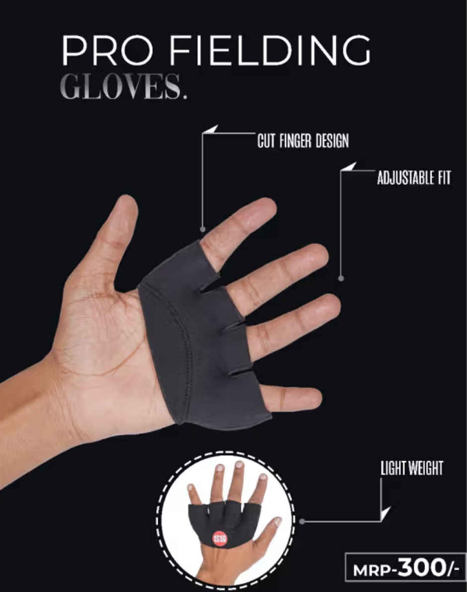 SS Pro Finger Guard and Fielding Gloves | Black - Free Size
